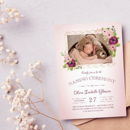 Convites Faux Dourada Frames Blush Cerimônia de Nomeação Fl