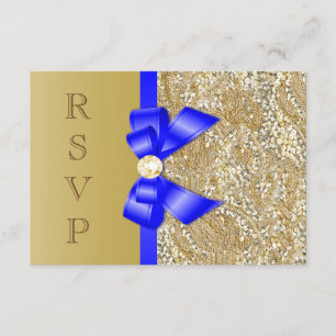 Convites Faux Dourada ins Royal Blue Arco RSVP