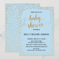 Faux Dourado Confetti Tipografia Chá de fraldas Az