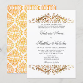 Convites Faux Dourado Flourish Damask