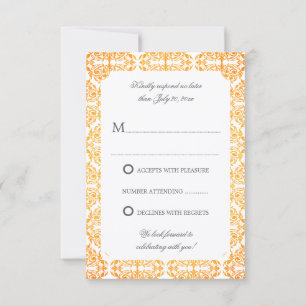 Convites Faux Dourado Flourish Damask RSVP