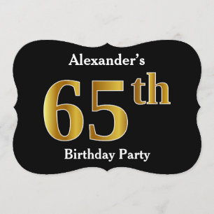 Convites Faux Dourado look 65th Festa de aniversário + nom