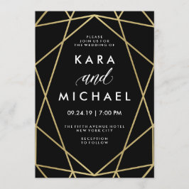 Convites Faux Dourado no casamento Geométrico dos Black Mod