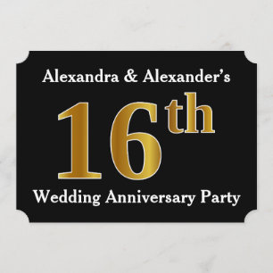 Convites Faux Dourado Olha 16º Festa de Aniversário de Casa