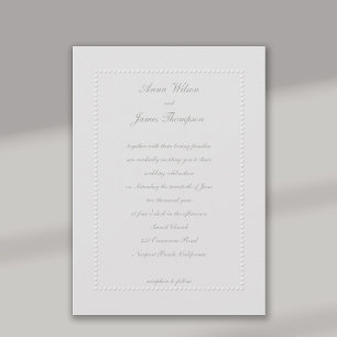 Convites Faux Embossed Frame Ivory Formal Casamento