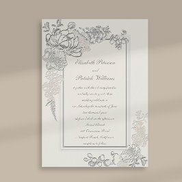Convites Faux Embossed Peonies 2 Frames Calliografia Casame
