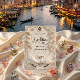 Convites Faux Embossed Relief Sculpted Swans Wedding