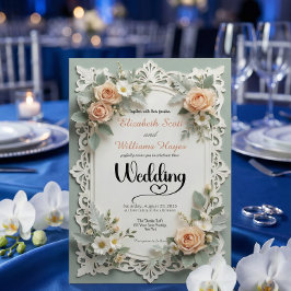 Convites Faux Embossed Romantic Floral Summer Wedding