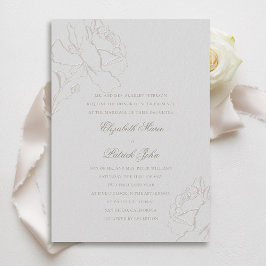 Convites Faux Embossed Rosas Ivory Formal Parents Casamento