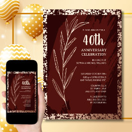 Convites Faux Foil Digital Faux Celebration de 40 anos