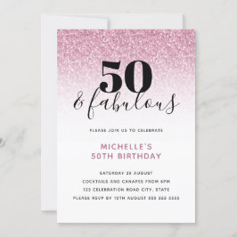 Convites Faux Glitter 50 e Fabuloso 50º Aniversário