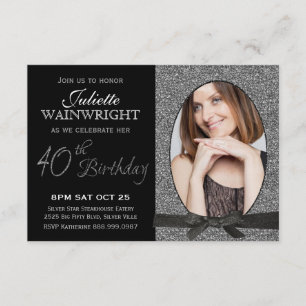 Convites Faux Glitter aniversário de 40 anos