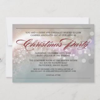 Convites Faux Glitter Bokeh Stars Festa de Natal Corporativ