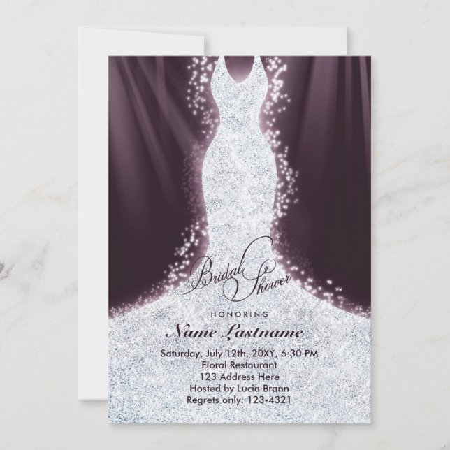 Convites Faux Glitter Diamond Dress Chá de panela Invite (Frente)