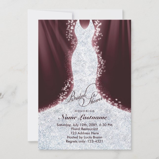 Convites Faux Glitter Diamond Dress Chá de panela Invite (Frente)