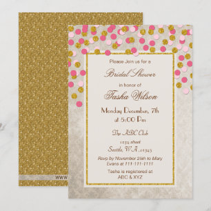 Convites FAUX Glitter Dourado Chá de panela de confetti Ros