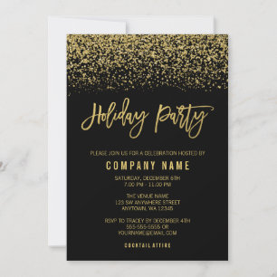 Convites Faux Glitter Party Dourado Moderno Faux