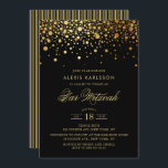 Convites Faux Gold Foil Confetti Bar Preto Mitzvah<br><div class="desc">Convide a família e os amigos para a sua filha,  Bar Mitzvah,  com este convite moderno e elegante. Ele apresenta pontos de confete dourados falsos e padrão de listras. Personalize adicionando nome,  data,  hora,  local e outros detalhes do evento. Itens correspondentes estão disponíveis.</div>