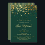 Convites Faux Gold Foil Confetti Bar Verde Mitzvah<br><div class="desc">Convide a família e os amigos para o Bar do seu filho Mitzvah com este elegante convite verde e dourado. Ele apresenta pontos de confete dourados falsos e padrão de listras. Personalize adicionando nome,  data,  hora,  local e outros detalhes do evento. Itens correspondentes estão disponíveis.</div>