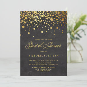 Convites Faux Gold Foil Confetti   Chá de panela de quadro