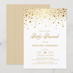 Convites Faux Gold Foil Confetti Dots Baby Brunch