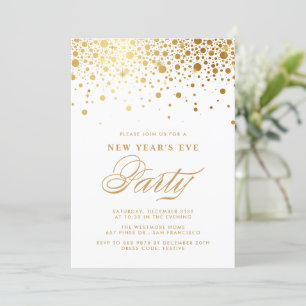 Convites Faux Gold Foil Confetti Pontos de Véspera de Ano N