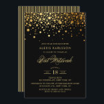 Convites Faux Gold Foil Confetti Preto Bat Mitzvah<br><div class="desc">Convide a família e os amigos para a sua filha Bat Mitzvah com este convite moderno e elegante. Ele apresenta pontos de confetti dourados falsos e padrão de listras. Personalize adicionando nome,  data,  hora,  local e outros detalhes do evento. Itens correspondentes estão disponíveis.</div>