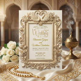 Convites Faux Gold Foil Embossed Baroque Floral Wedding