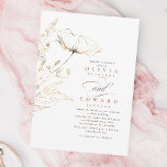 Convites Faux Gold Foil Flores Selvagens Casamento Rosa Dus<br><div class="desc">Perfeito para um solarenga casamento rústico de verão ou elopemento selvagem de vassoura... este convite de casamento empoeirado rosa e ouro minimalista é feito para lembrar que casamentos são sobre celebrar o amor. Chic, porém casual, flores silvestres desenhadas à mão dão a sensação de estar num campo. Deixe o estilo...</div>