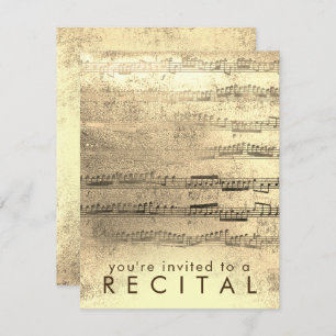 Convites FAUX gold foil music recital