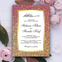 Faux Gold Foil Pastel Pink Glitter Casamento Islâm