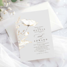 Faux Gold Foil Selvagens Flores Leves Casamento de