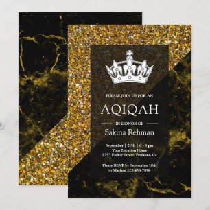 Convites Faux Gold Glitter Gold Mármore Aqeeqah Aqiqah