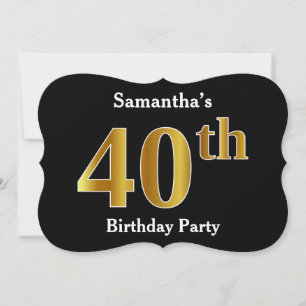 Convites Faux Gold Look Festa de 40 Anos + Nome Personaliza