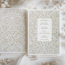 Convites Faux Ivory Lace Wedding