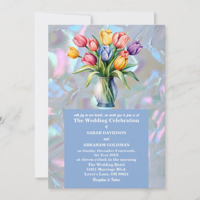 Convites Faux Mãe de Casamento Iridescente de Pérola (Frente)