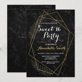 Convites Faux Marble Geometric Sweet 16