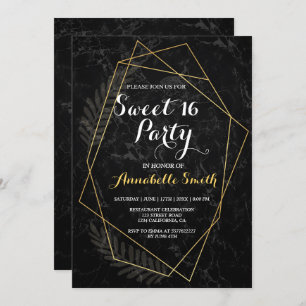 Convites Faux Marble Geometric Sweet 16