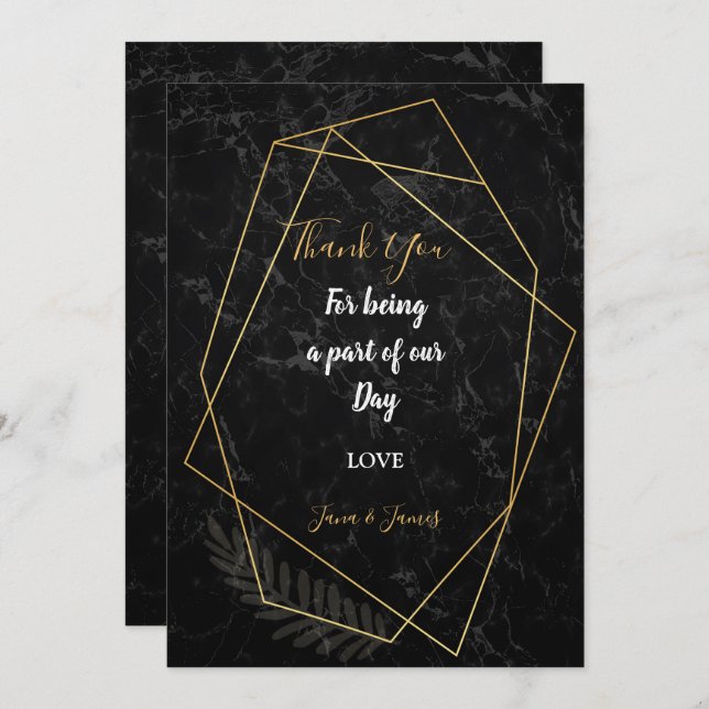 Convites Faux Marble obrigado geométrico (Frente/Verso)