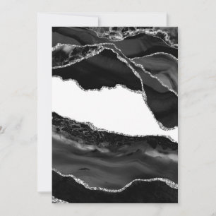 Convites Faux Marbled Agate Black White Trendy Modern Stone