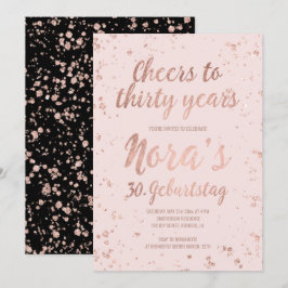 Convites Faux rosa gold confetti blush 3aniversário de 30 a