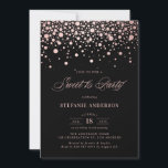 Convites Faux Rosa Gold Foil Confetti Black Sweet 16 Party<br><div class="desc">Convide convidados para o seu evento com este convite de festas 16 doce e personalizável. Ele apresenta pontos de confete rosa dourados falsos num fundo preto. Personalize adicionando seus detalhes. Este rosa de 16 de ouro é perfeito para qualquer tema de aniversário ou estação.</div>