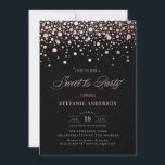 Convites Faux Rosa Gold Foil Confetti Black Sweet 16 Party<br><div class="desc">Convide convidados para o seu evento com este convite de festas 16 doce e personalizável. Ele apresenta pontos de confete rosa dourados falsos num fundo preto. Personalize adicionando seus detalhes. Este rosa de 16 de ouro é perfeito para qualquer tema de aniversário ou estação.</div>