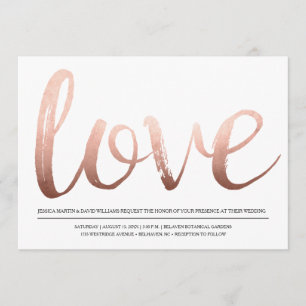 Convites Faux Rosa Gold Foil Love