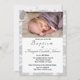 Convites Faux Satin Santa Spirit Baptismal