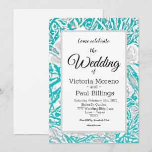 Convites Faux Silk Emboscada Illusion Rosa/Teal Invitation