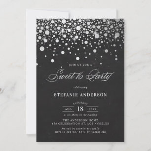 Convites Faux Silver Foil Confetti Chalkboard Sweet Dezesse