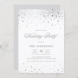 Convites Faux Silver Foil Confetti Holiday Party
