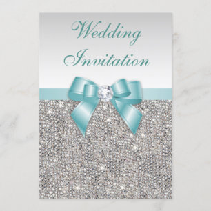 Convites Faux Silver Sequins Arco de Diamantes Casamento