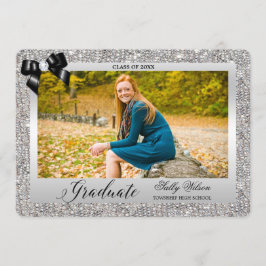 Convites Faux Silver Sequins Black Arco Graduação Foto